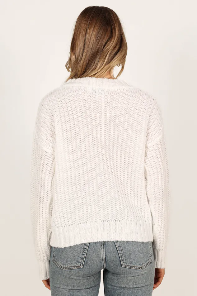 Della Knit Sweater 8211 White White Knitwear petalandpup Women