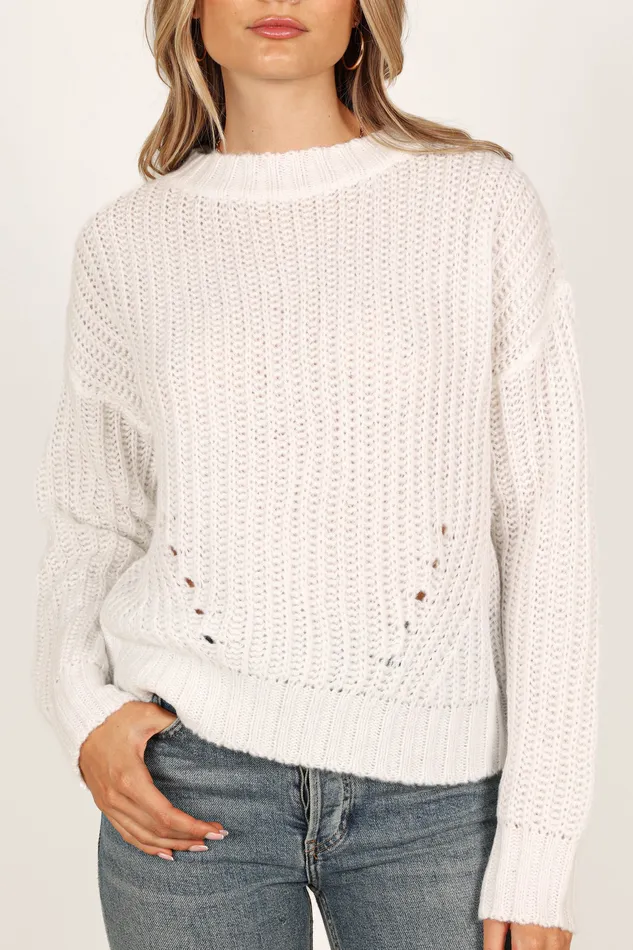 Della Knit Sweater 8211 White White Knitwear petalandpup Women