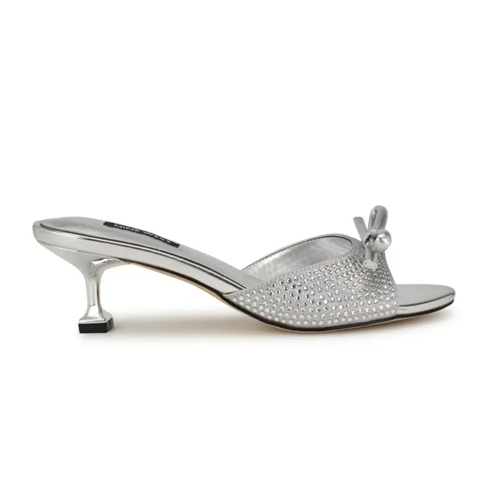 Delly Bow Sandals Silver Women Nine West Sandals