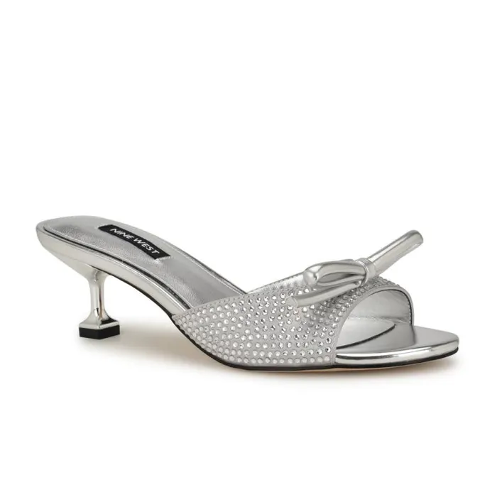 Delly Bow Sandals Silver Women Nine West Sandals Delly Bow Sandals Silver Women Nine West Sandals