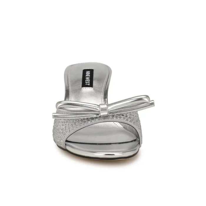 Delly Bow Sandals Silver Women Nine West Sandals Delly Bow Sandals Silver Women Nine West Sandals