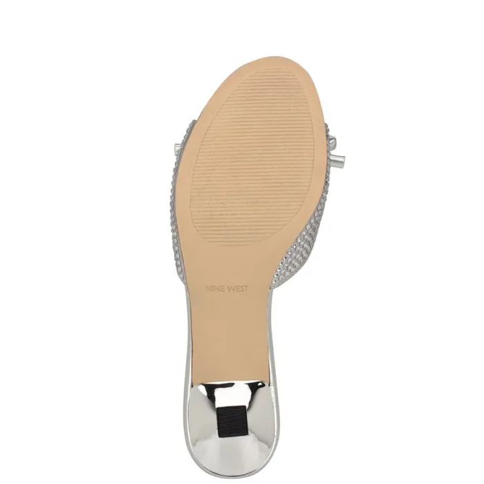 Delly Bow Sandals Silver Women Nine West Sandals Delly Bow Sandals Silver Women Nine West Sandals