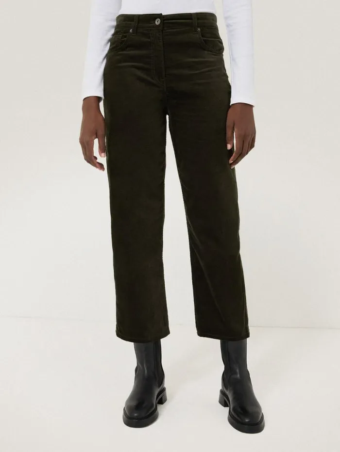 Delmont Velvet Tapered Jean Dark Green Women Jigsaw Party
