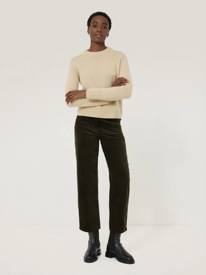 Delmont Velvet Tapered Jean Dark Green Women Jigsaw Party