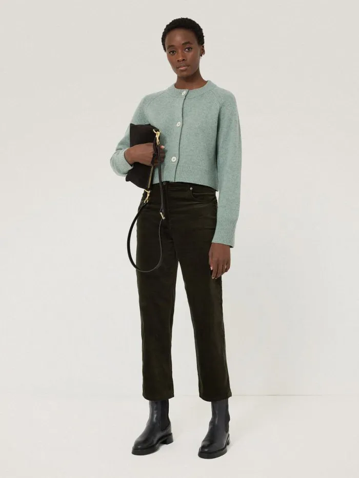 Delmont Velvet Tapered Jean Dark Green Women Jigsaw Party