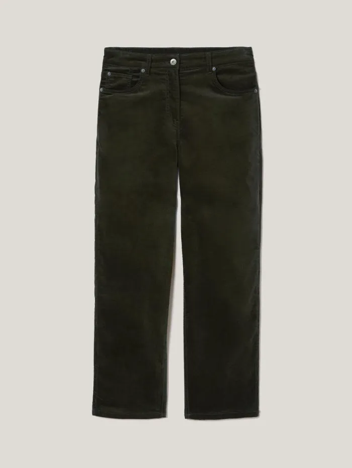 Delmont Velvet Tapered Jean Dark Green Women Jigsaw Party