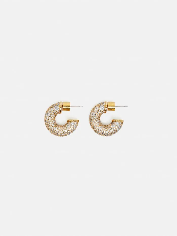 Diamante Hoop Earrings Gold Women Jigsaw Jewellery