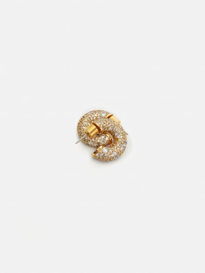 Diamante Hoop Earrings Gold Women Jigsaw Jewellery