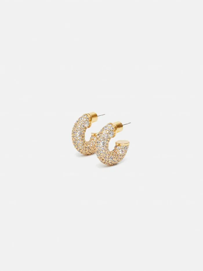 Diamante Hoop Earrings Gold Women Jigsaw Jewellery