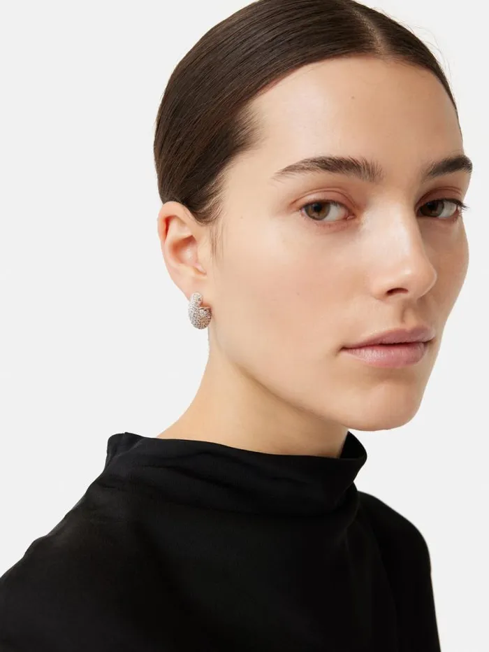 Diamante Hoop Earrings Silver Women Jigsaw Party