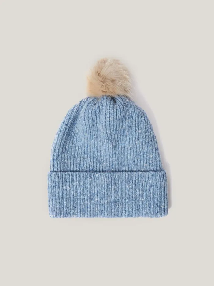 Donegal Pom Hat Blue Women Jigsaw Hats and Gloves