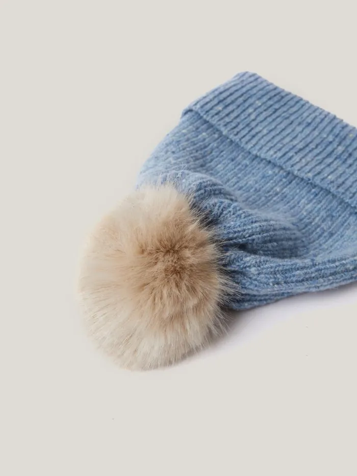 Donegal Pom Hat Blue Women Jigsaw Hats and Gloves