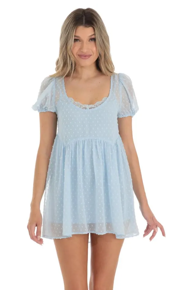 Dotted Lace Two Piece Dress Set Blue Women LUCY IN THE SKY TwoPiece Sets