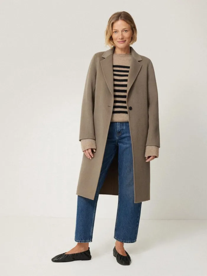 Double Faced Tailored Coat Mole Women Jigsaw Coats and Jackets
