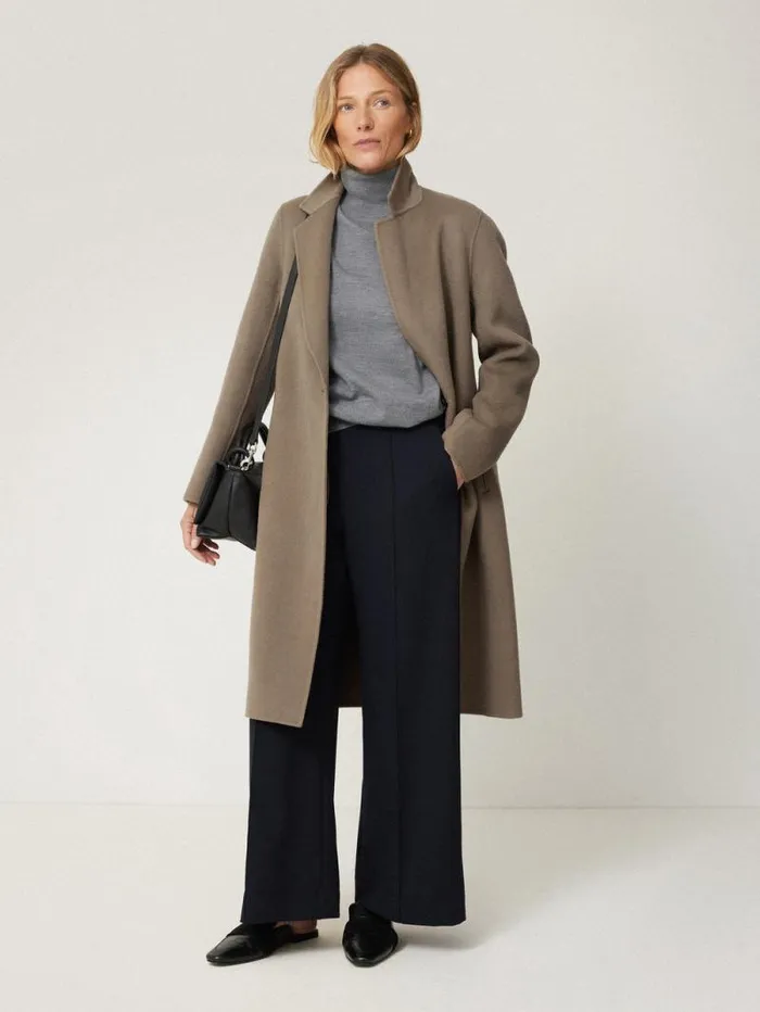 Double Faced Tailored Coat Mole Women Jigsaw Coats and Jackets
