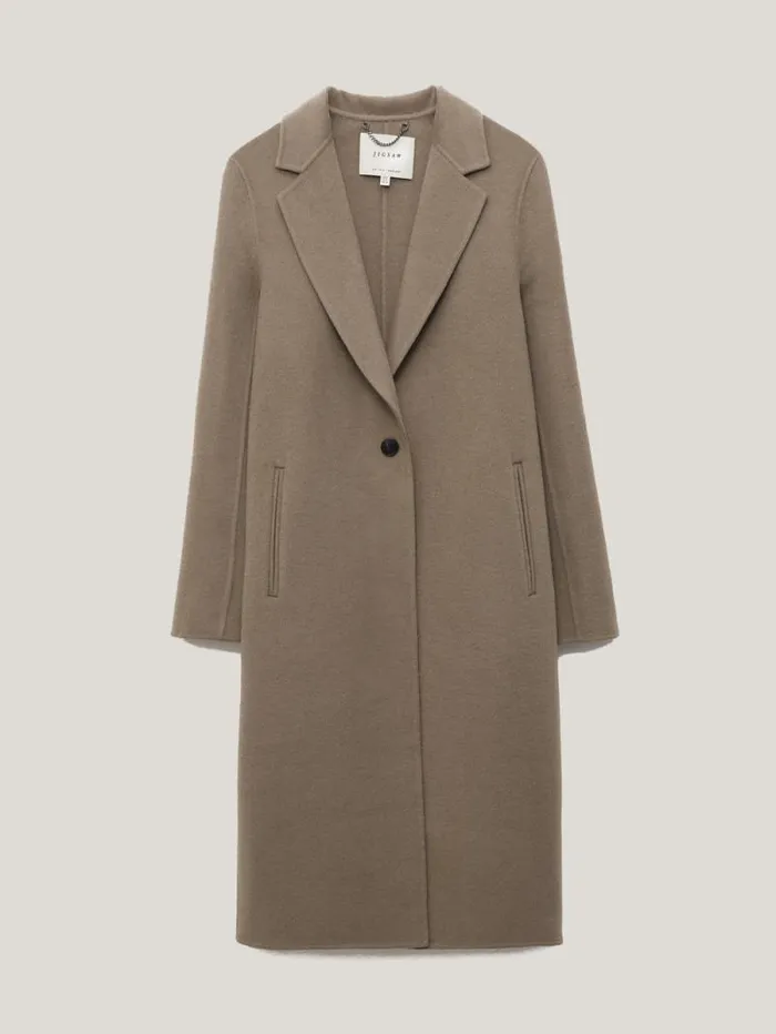 Double Faced Tailored Coat Mole Women Jigsaw Coats and Jackets