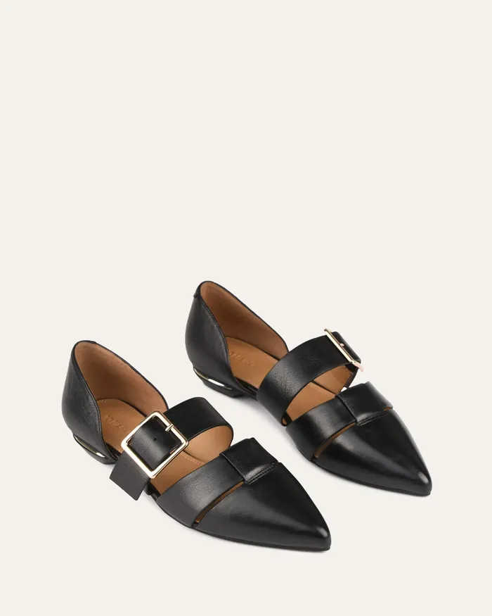 DRESS jomercer Women Carla dress flats black leather DRESS jomercer Women Carla dress flats black leather