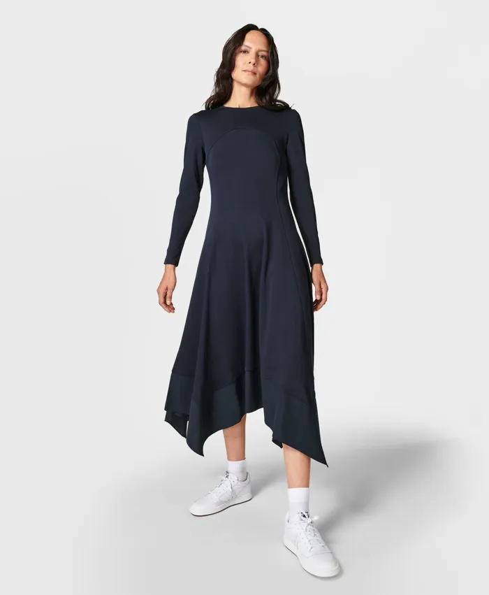 Dresses and Jumpsuits Drift Long Sleeve Dress French Navy Blue Sweaty Betty Women