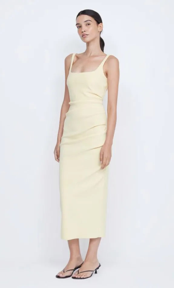 Dresses Bec Bridge Karina Tuck Midi Dress Butter Yellow