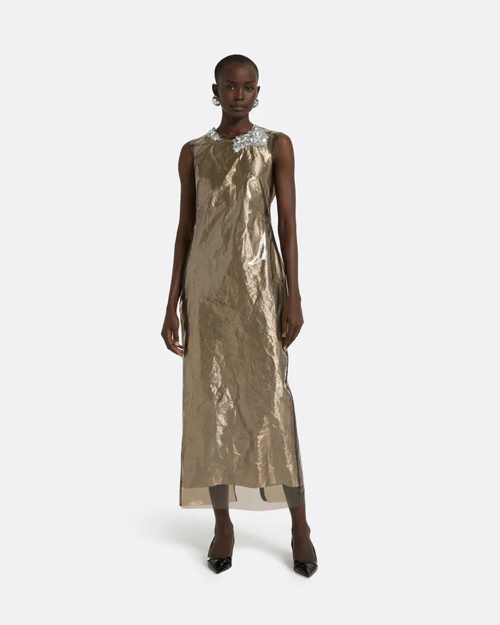 Dresses Safiyaa Women Amalia Taupe Midi Dress Astronaut