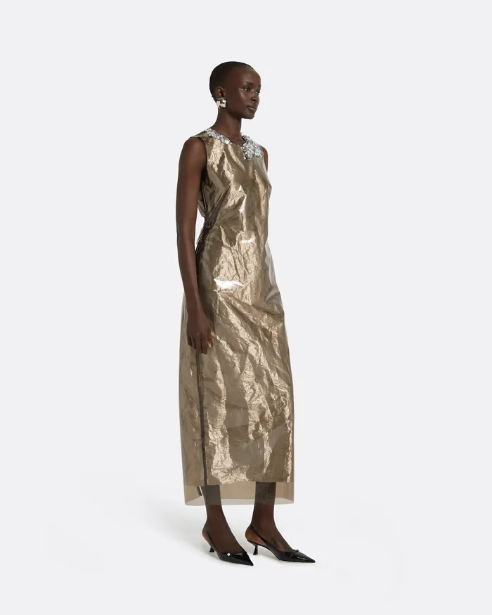 Dresses Safiyaa Women Amalia Taupe Midi Dress Astronaut