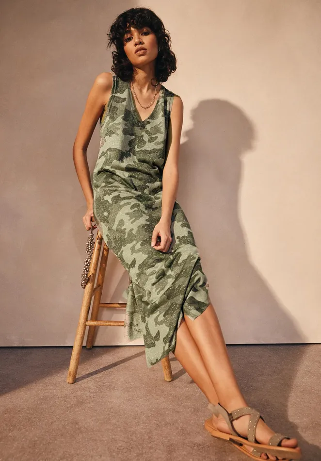 Dresses Women Hush Leona Metallic Knit Dress Camosoft Khaki
