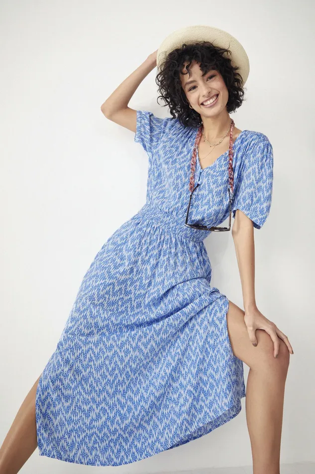 Dresses Women Hush Pip Midi Dress Zig Zag Blue White