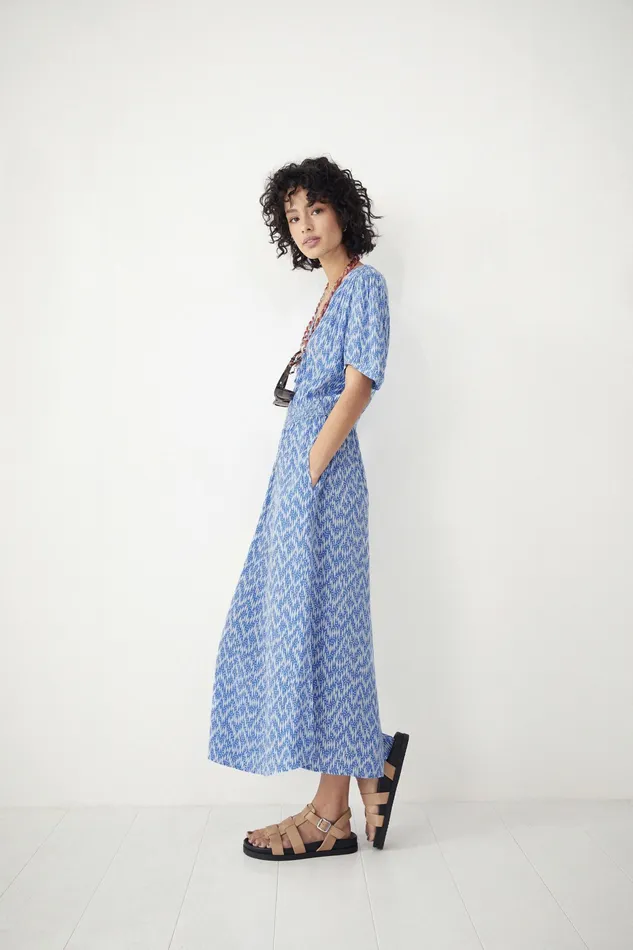 Dresses Women Hush Pip Midi Dress Zig Zag Blue White