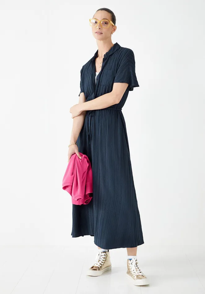 Dresses Women Hush Ren Striped Textured Dress Midnight Navy Blue