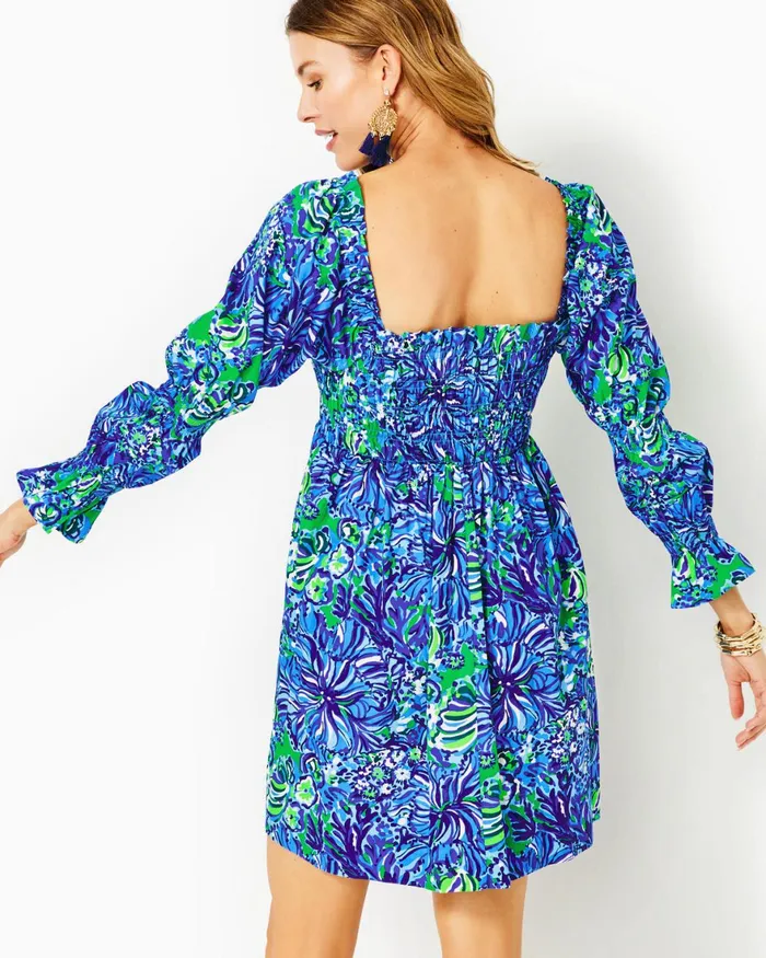 Dresses Women Lilly Pulitzer Beyonca Babydoll Dress Abaco Blue In Turtle Awe
