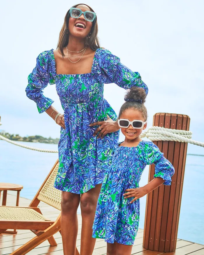 Dresses Women Lilly Pulitzer Beyonca Babydoll Dress Abaco Blue In Turtle Awe