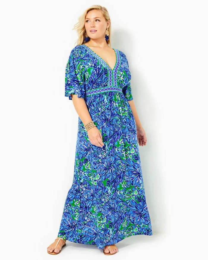 Dresses Women Lilly Pulitzer Beyonca Babydoll Dress Abaco Blue In Turtle Awe