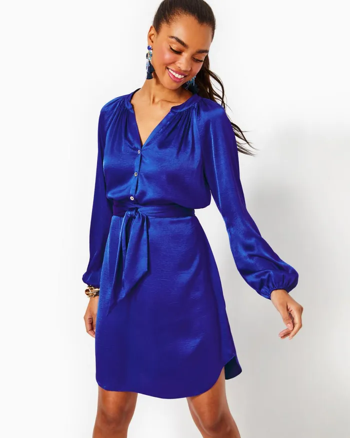Dresses Women Lilly Pulitzer Cath Dress Aegean Navy Beach Path Dresses Women Lilly Pulitzer Cath Dress Aegean Navy Beach Path