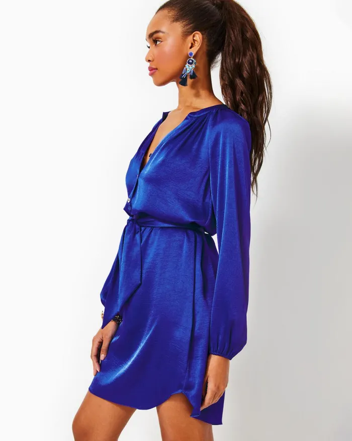 Dresses Women Lilly Pulitzer Cath Dress Aegean Navy Beach Path Dresses Women Lilly Pulitzer Cath Dress Aegean Navy Beach Path