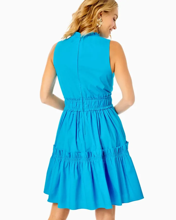 Dresses Women Lilly Pulitzer Elina Stretch Ruffle Dress Cumulus Blue