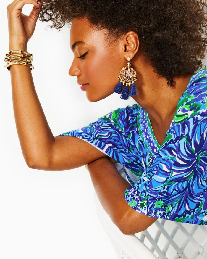 Dresses Women Lilly Pulitzer Elina Stretch Ruffle Dress Cumulus Blue Dresses Women Lilly Pulitzer Elina Stretch Ruffle Dress Cumulus Blue
