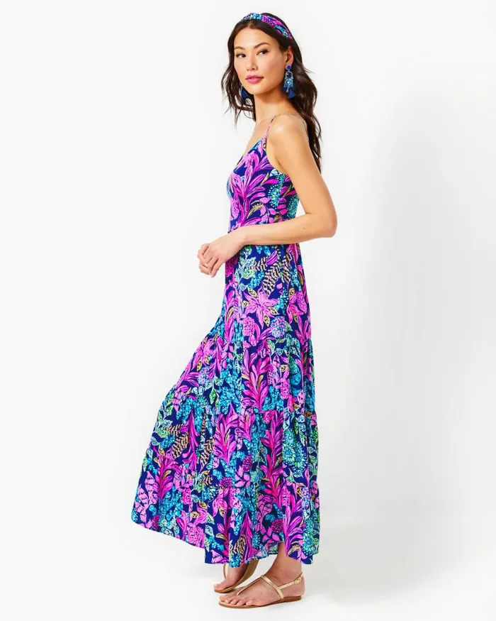 Dresses Women Lilly Pulitzer Joellane Tiered Maxi Dress Aegean Navy Calypso Coast Dresses Women Lilly Pulitzer Joellane Tiered Maxi Dress Aegean Navy Calypso Coast