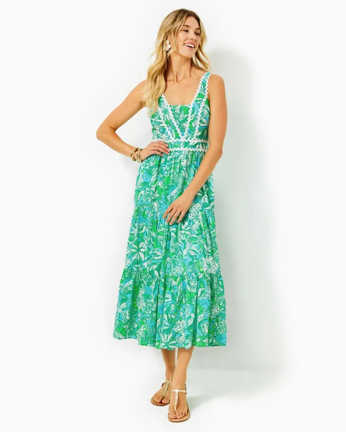 Dresses Women Lilly Pulitzer Joellane Tiered Maxi Dress Aegean Navy Calypso Coast Dresses Women Lilly Pulitzer Joellane Tiered Maxi Dress Aegean Navy Calypso Coast