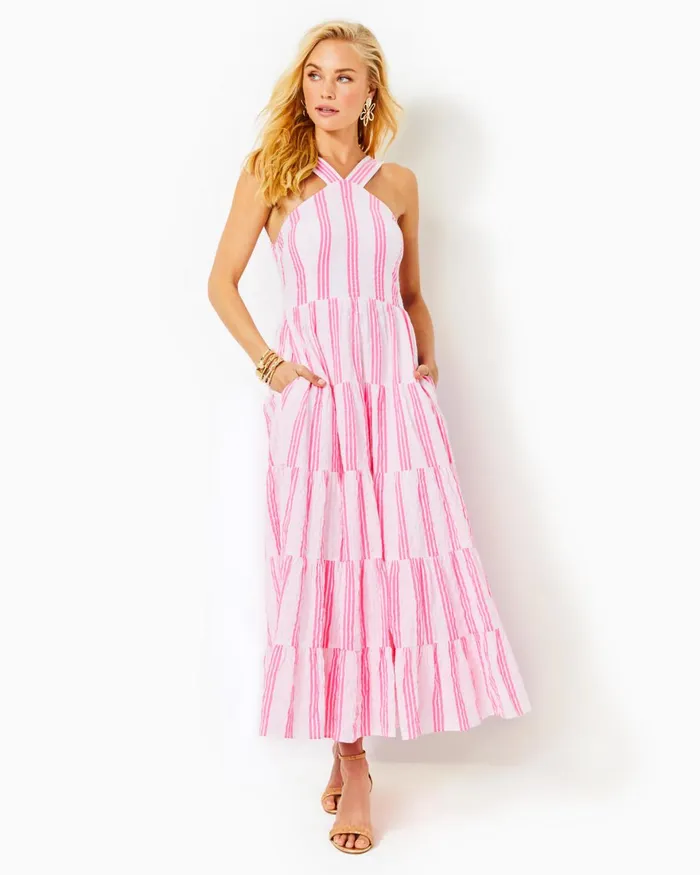 Dresses Women Lilly Pulitzer Joellane Tiered Maxi Dress Aegean Navy Calypso Coast Dresses Women Lilly Pulitzer Joellane Tiered Maxi Dress Aegean Navy Calypso Coast