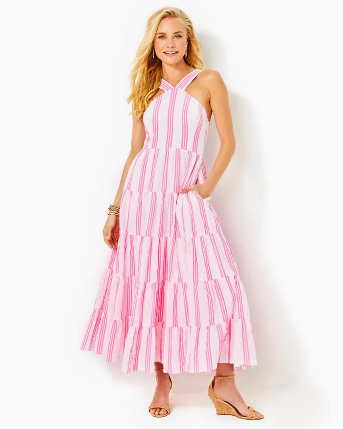 Dresses Women Lilly Pulitzer Joellane Tiered Maxi Dress Aegean Navy Calypso Coast Dresses Women Lilly Pulitzer Joellane Tiered Maxi Dress Aegean Navy Calypso Coast