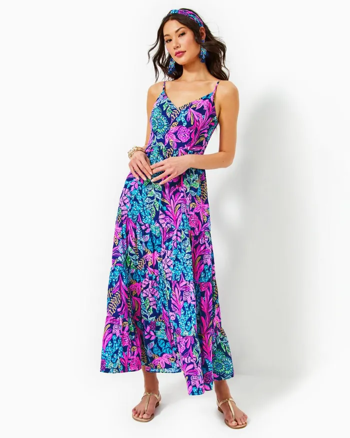 Dresses Women Lilly Pulitzer Joellane Tiered Maxi Dress Aegean Navy Calypso Coast Dresses Women Lilly Pulitzer Joellane Tiered Maxi Dress Aegean Navy Calypso Coast