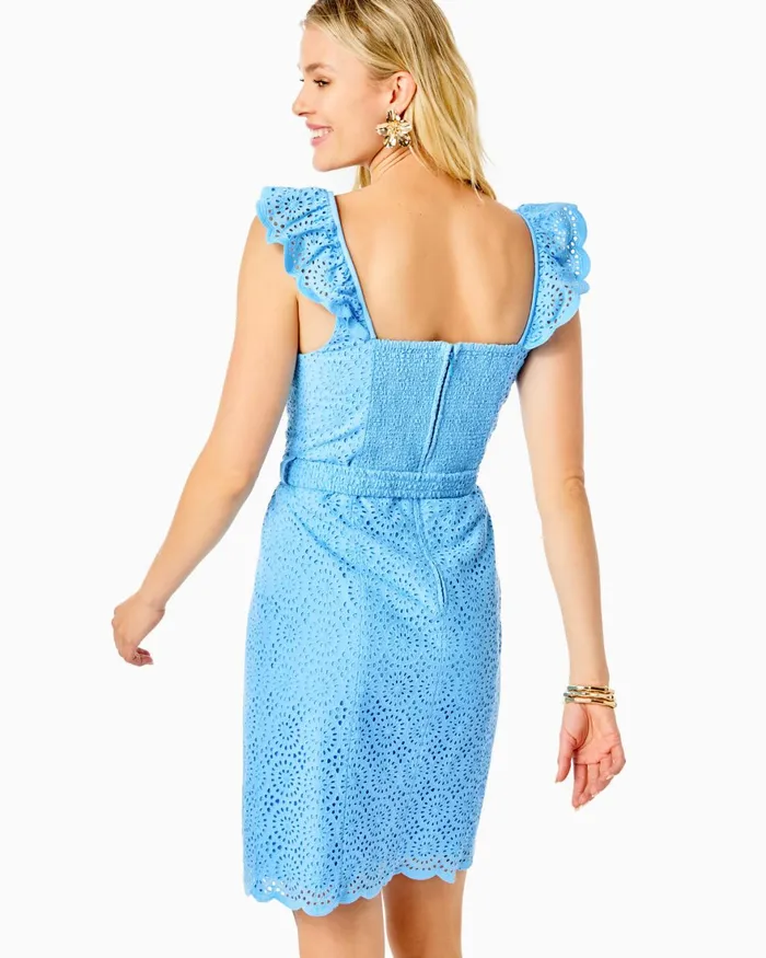 Dresses Women Lilly Pulitzer Ryann Shift Dress Frenchie Blue Kaleidoscope Eyelet