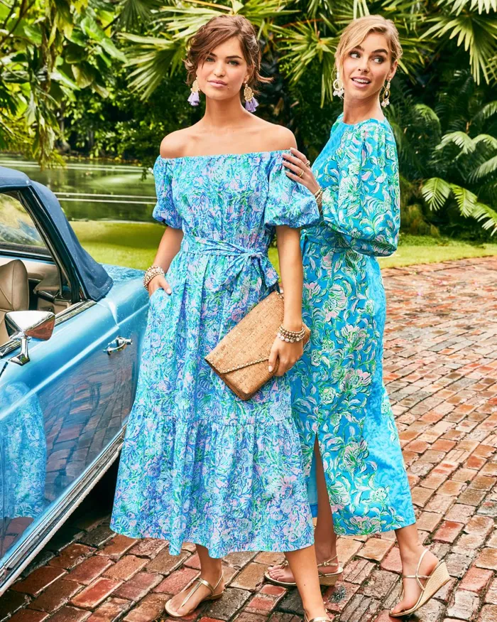 Dresses Women Lilly Pulitzer Tamie OfftheShoulder Midi Dress Surf Blue Soleil It On Me Dresses Women Lilly Pulitzer Tamie OfftheShoulder Midi Dress Surf Blue Soleil It On Me