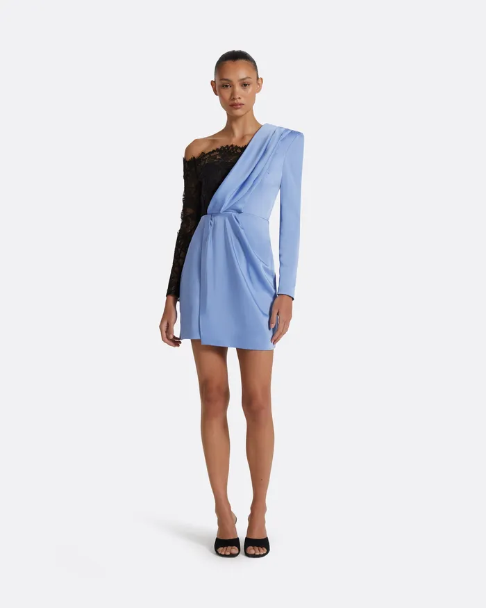 Dresses Women Safiyaa Suzie Carolina Blue and Black Short Dress Black and Carolina Blue