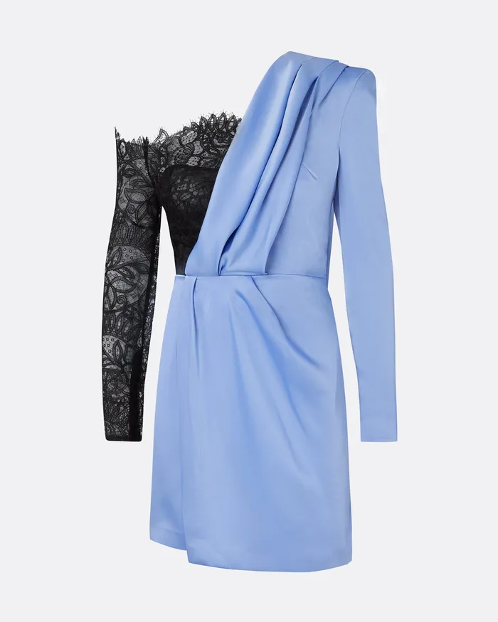 Dresses Women Safiyaa Suzie Carolina Blue and Black Short Dress Black and Carolina Blue