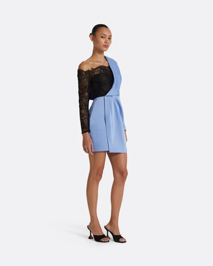 Dresses Women Safiyaa Suzie Carolina Blue and Black Short Dress Black and Carolina Blue