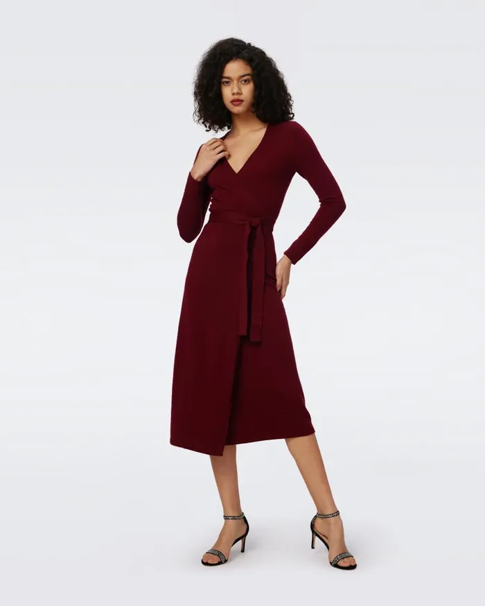 DVF Dresses Women Astrid WoolCashmere Wrap Dress Mulberry Mist