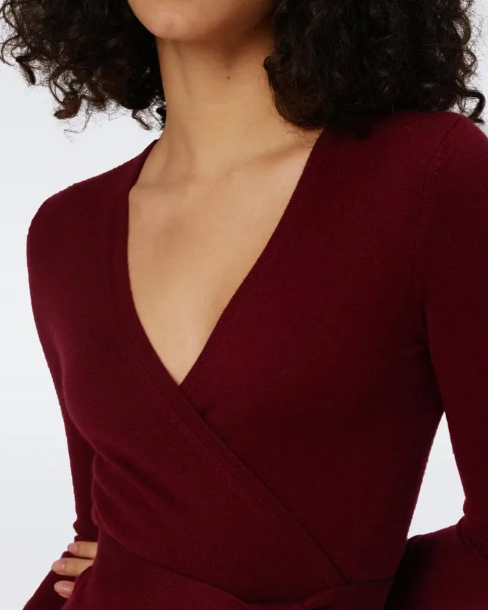 DVF Dresses Women Astrid WoolCashmere Wrap Dress Mulberry Mist