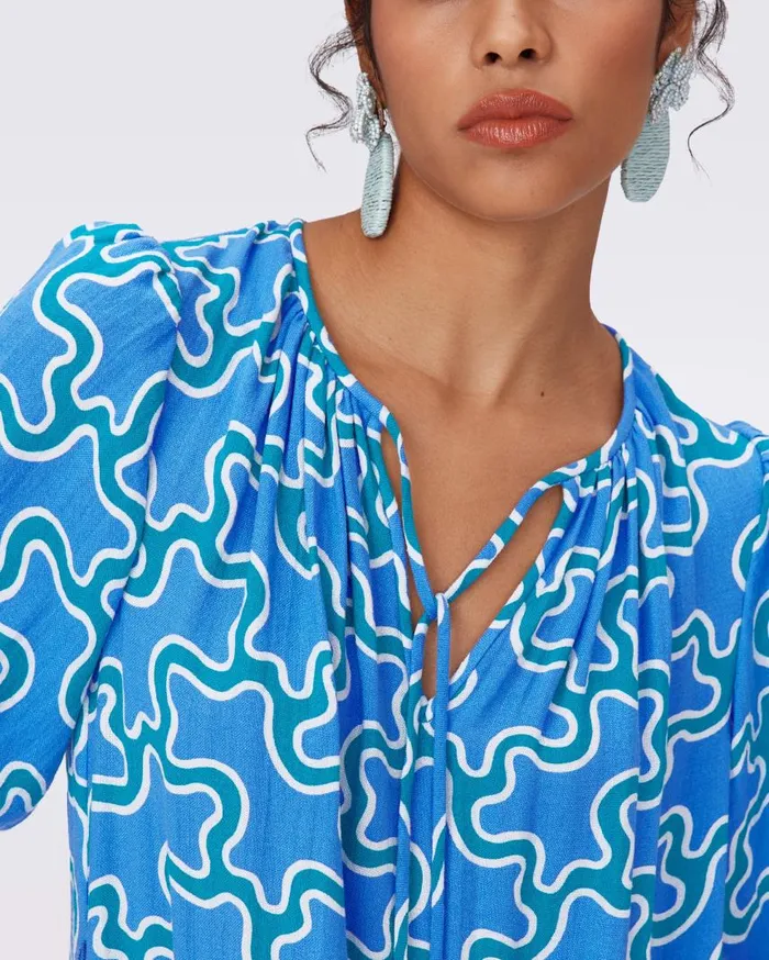 DVF Dresses Women Drogo Dress Cloud Patch Blue