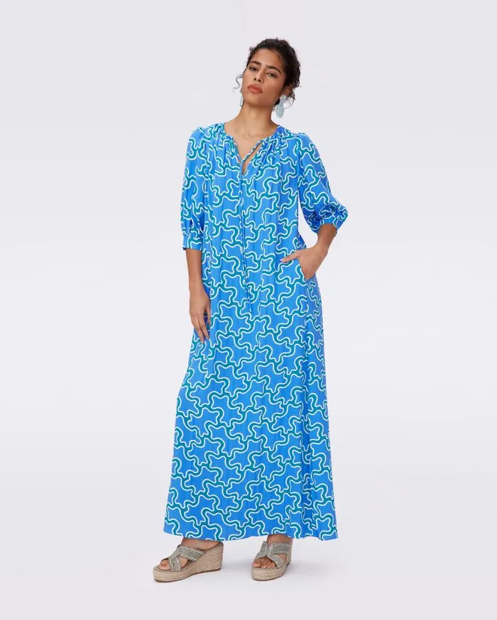 DVF Dresses Women Drogo Dress Cloud Patch Blue